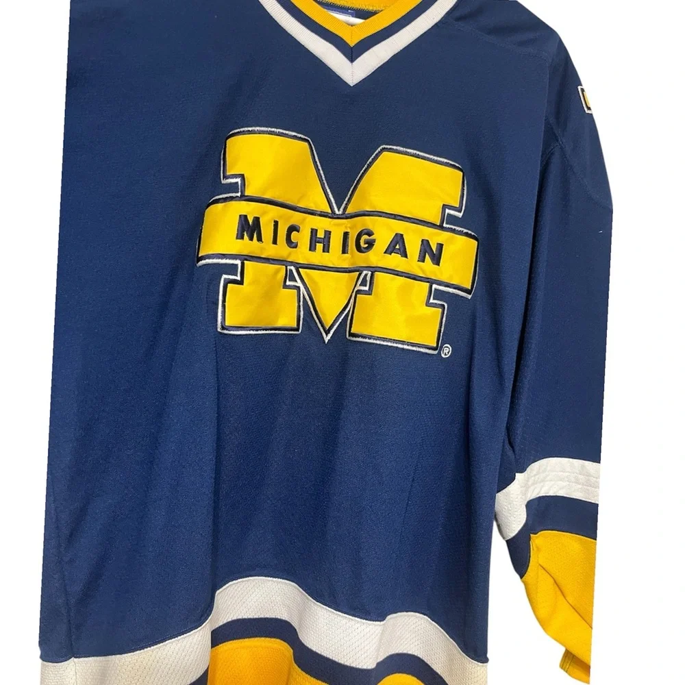 Vtg 90s University of Michigan College Starter Hockey Jersey Shirt Sweater L - Picture 2 of 7
